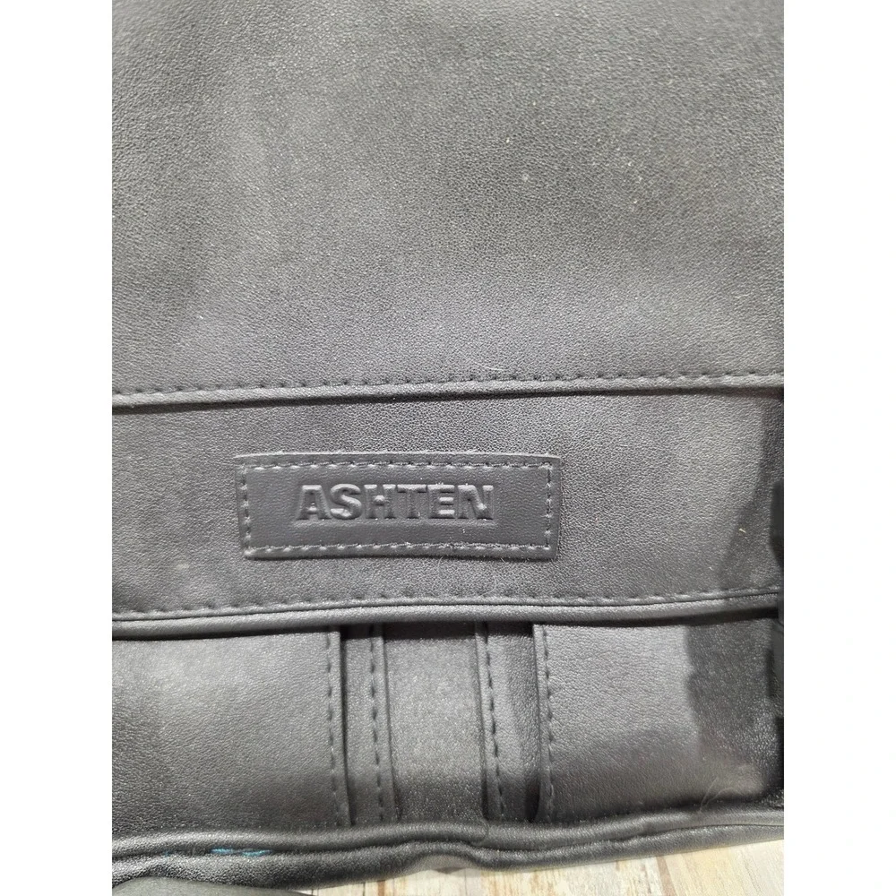 Ashten Black Faux Leather Laptop Messenger Bag Briefcase with Shoulder Strap